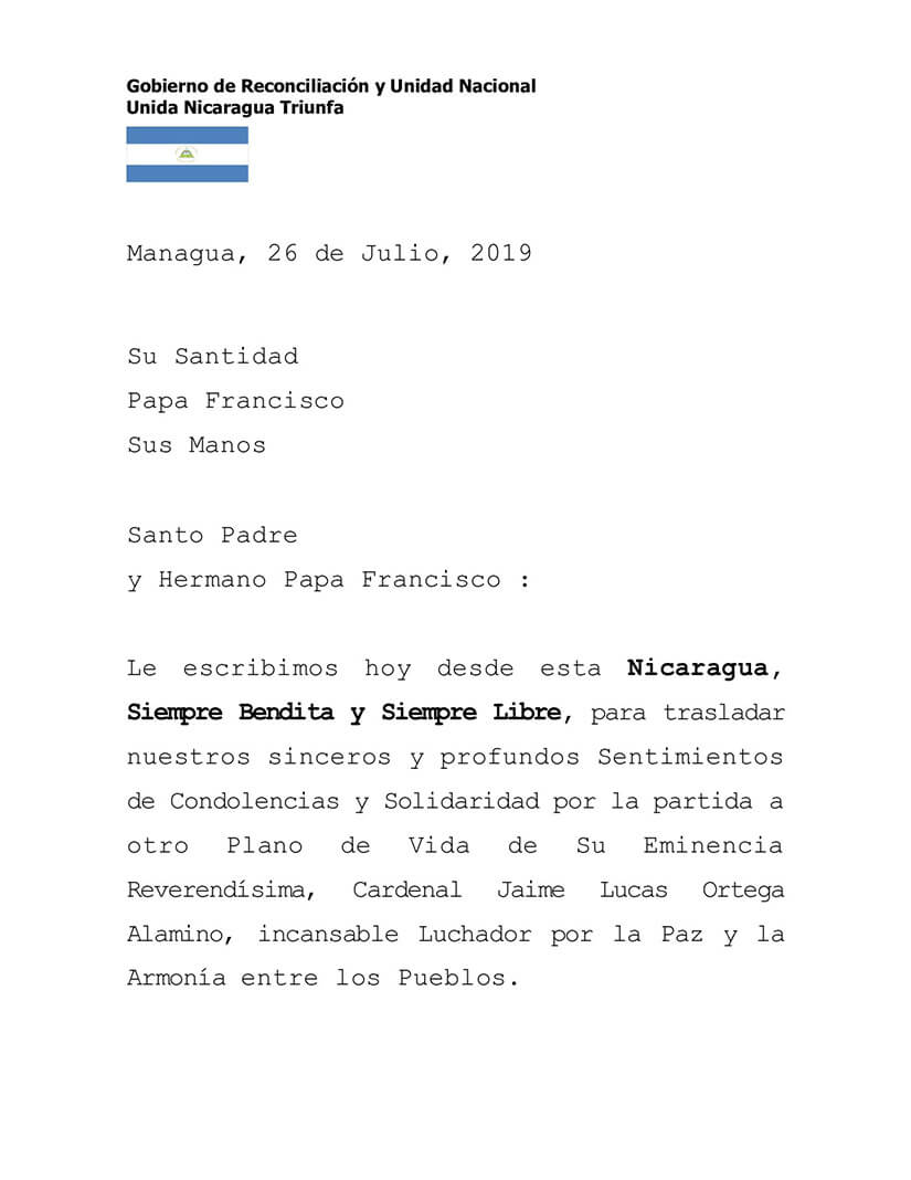 mensaje-nicaragua-papa-francisco-cardenal-jaime-lucas-ortega